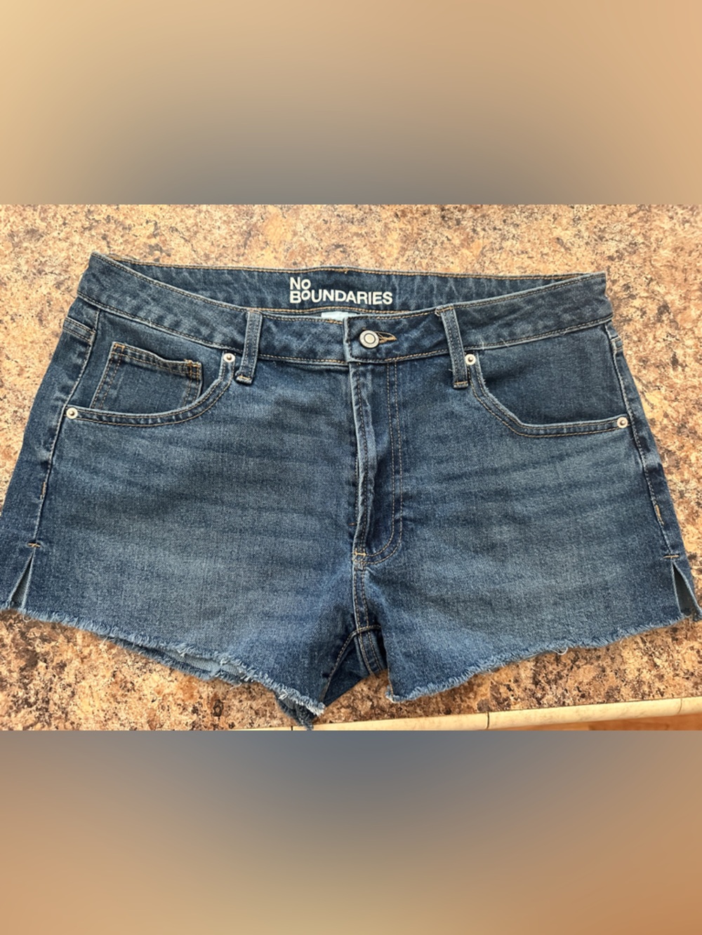 No Boundaries Dark Blue Denim Cutoff Shorts